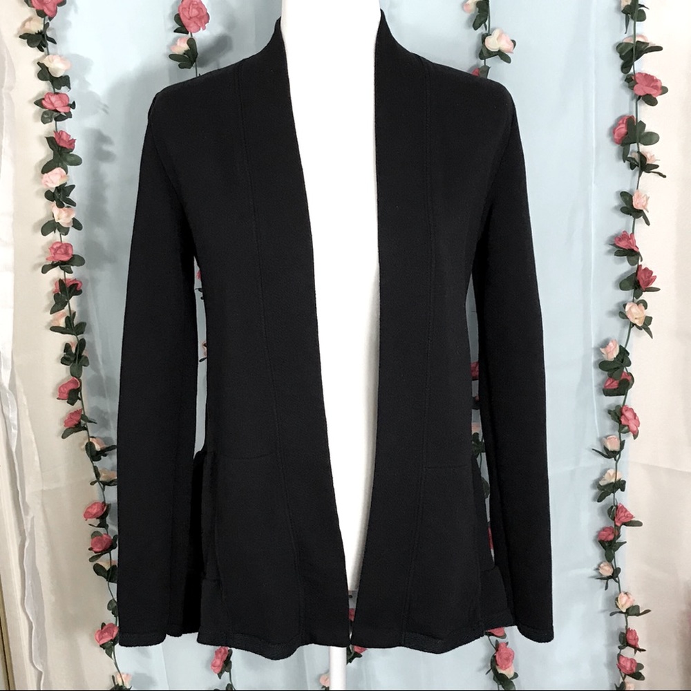 Anthropologie Black Open Front Sweater Cardigan Small